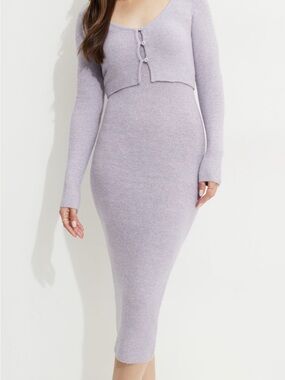 Long Lavender Knit Pencil dress & cardigan